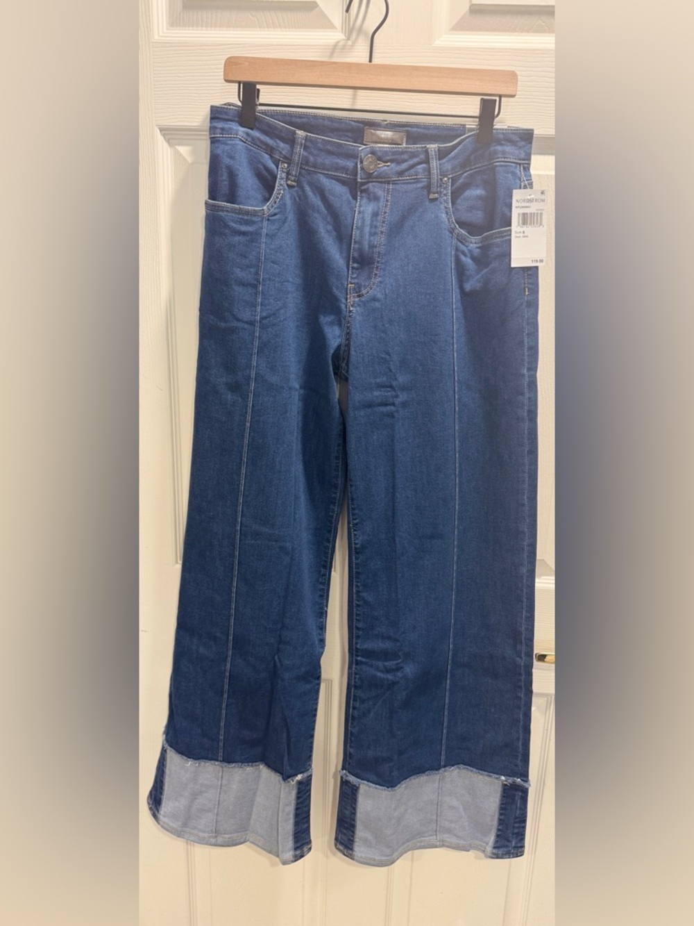 KUT from the Kloth Margo Cuffed Pintuck Wide Leg Jeans-Size 8-NWT - Picture 5 of 14